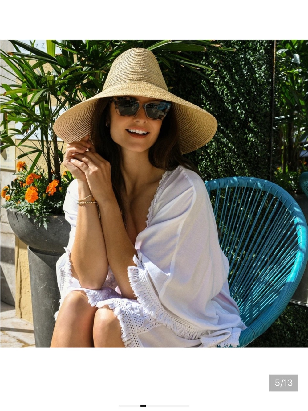 Janessa Leone Tinsley Wide Brimmed Beach Sun Festival Hat - Picture 4 of 5